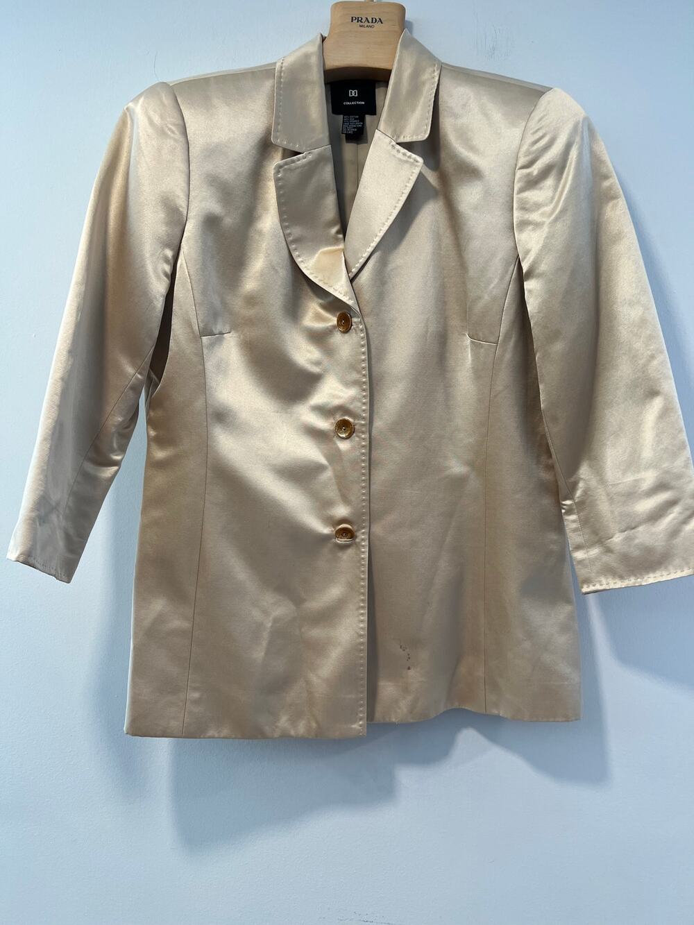 Doncaster DD Collection Silk & Cotton Gold Metallic Blazer Jacket Size 14 SG